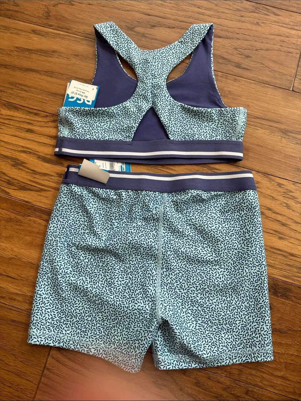 DSG Girls Navy & Light Blue Printed Active Shorts Set